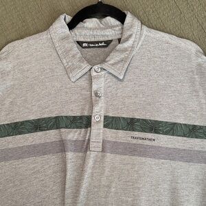Travis Mathew Heather Gray Polo with Green Accents